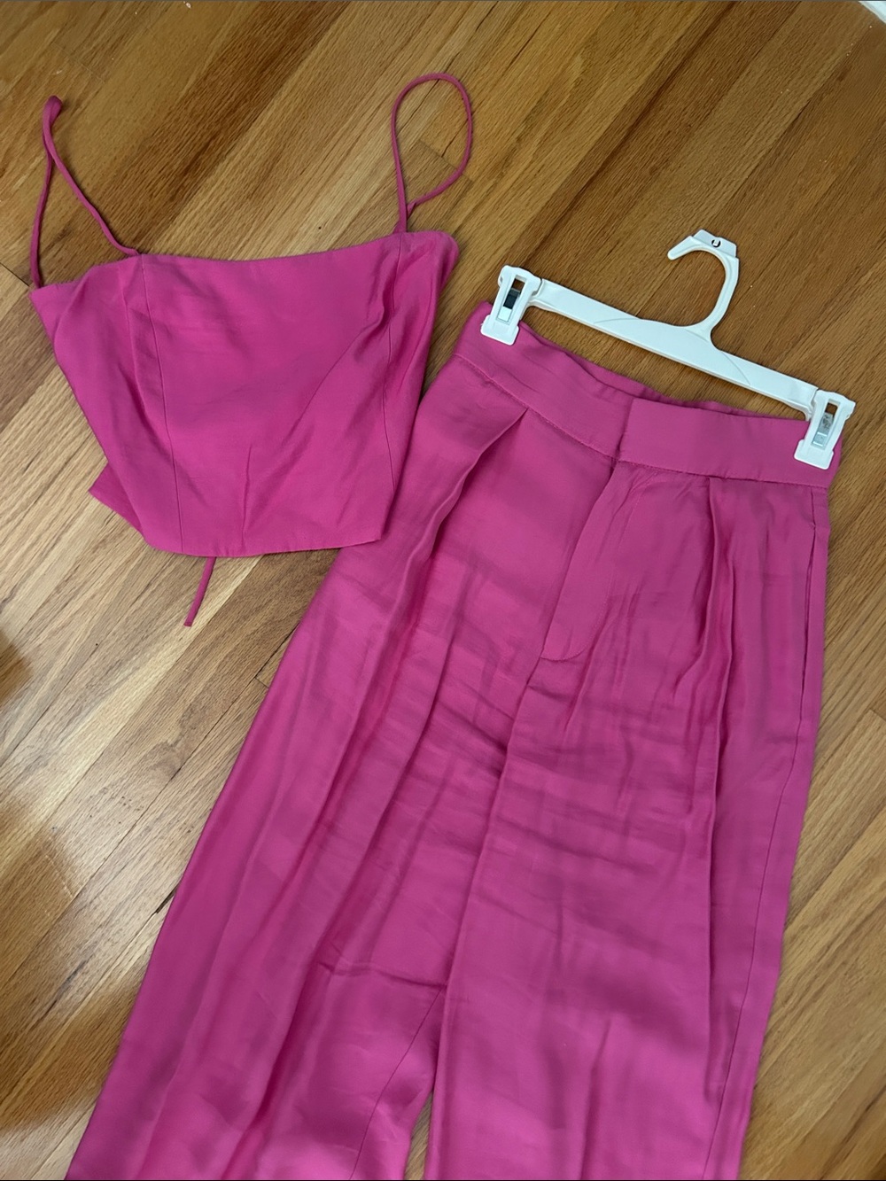 Zara Pink Wide Leg Pants Set Size XS Like New